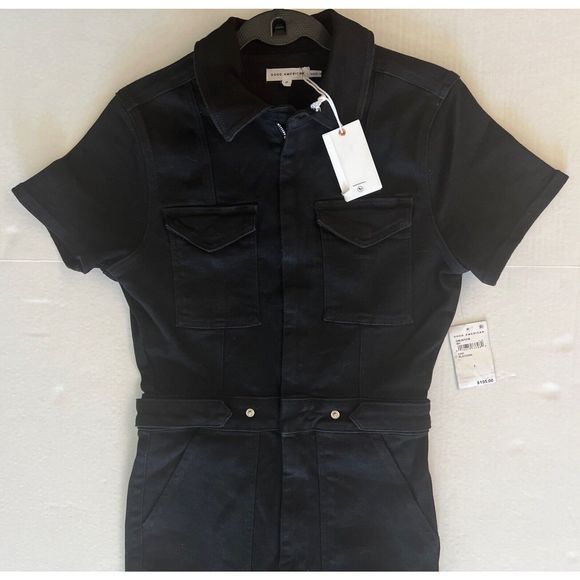 Good American GMJS731B Woman Sz 2/Medium Fit For Success Black Denim Jumpsuit - Picture 9 of 11
